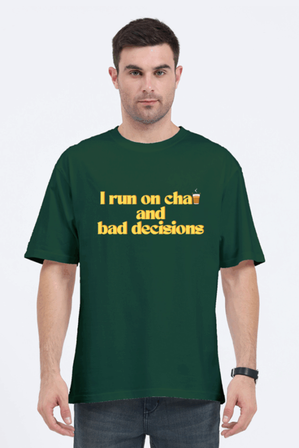 Unisex Oversized - I run on chai Printed T-Shirt