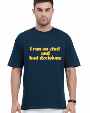 Unisex Oversized - I run on chai Printed T-Shirt